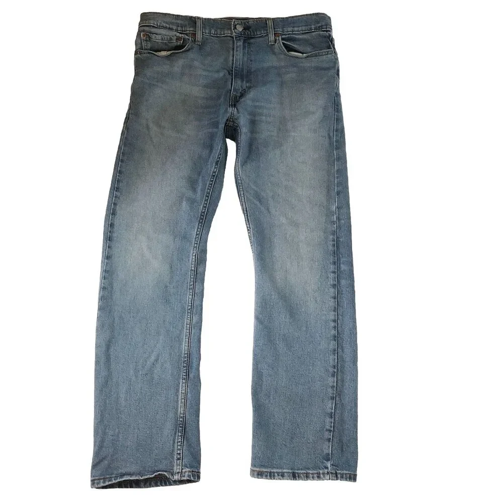 Levi’s 513 Slim Straight Jeans Mens 36x29 Medium Wash Blue Worn To Ride Stretch